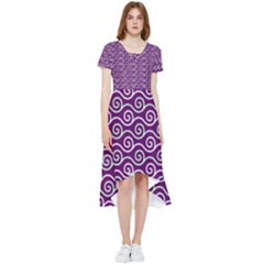 Violet White Pattern High Low Boho Dress by ytdream