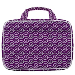 Violet White Pattern Travel Toiletry Bag With Hanging Hook