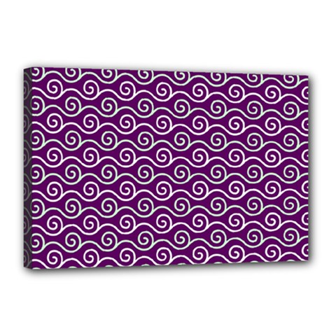 Violet White Pattern Canvas 18  X 12  (stretched) by ytdream