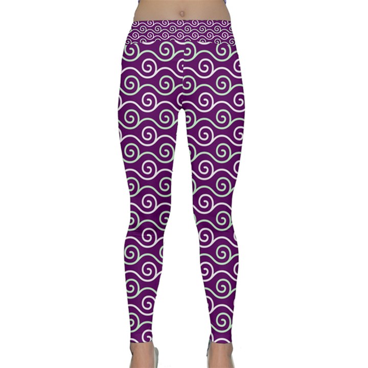 Violet White Pattern Classic Yoga Leggings