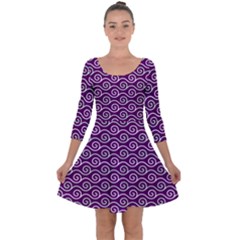 Violet White Pattern Quarter Sleeve Skater Dress by ytdream