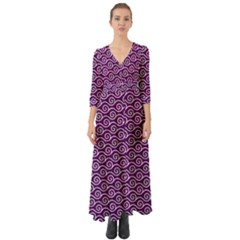 Violet White Pattern Button Up Boho Maxi Dress by ytdream