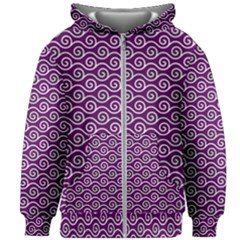 Violet White Pattern Kids  Zipper Hoodie Without Drawstring