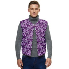 Violet White Pattern Men s Button Up Puffer Vest	