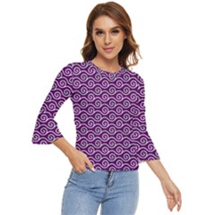 Violet White Pattern Bell Sleeve Top