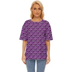 Violet White Pattern Oversized Basic T-shirt by ytdream