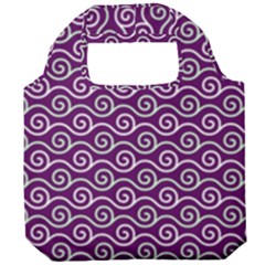 Violet White Pattern Foldable Grocery Recycle Bag by ytdream