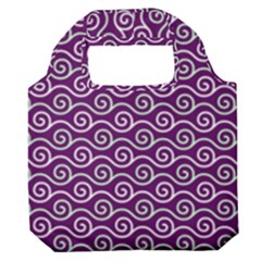 Violet White Pattern Premium Foldable Grocery Recycle Bag by ytdream