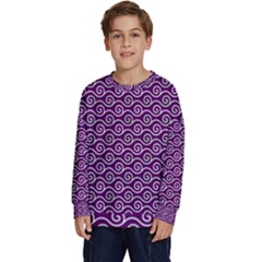 Violet White Pattern Kids  Crewneck Sweatshirt