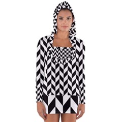 Black And White Pattern Long Sleeve Hooded T-shirt by ytdream