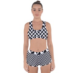 Black And White Pattern Racerback Boyleg Bikini Set by ytdream