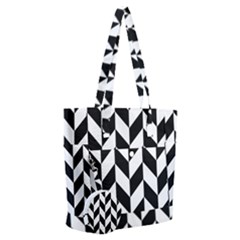 Black And White Pattern Everyday Shoulder Bag With Pouch Bag