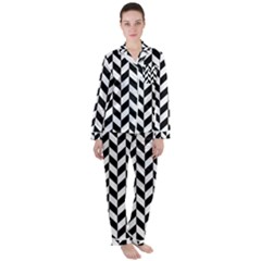 Black And White Pattern Women s Long Sleeve Satin Pajamas Set	 by ytdream