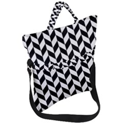 Black And White Pattern Fold Over Handle Tote Bag