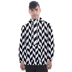 Black And White Pattern Men s Front Pocket Pullover Windbreaker