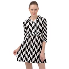 Black And White Pattern Mini Skater Shirt Dress by ytdream