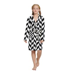 Black And White Pattern Kids  Long Sleeve Velvet Lounge Robe