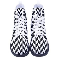 Black And White Pattern Kid s High-top Canvas Sneakers by ytdream