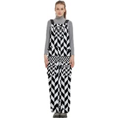 Black And White Pattern Women s Side Zip Front Pouch Ski And Snowboard Bib Pants	