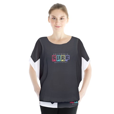 Surf Batwing Chiffon Blouse by wateenstore