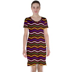 Multicolor Wave Pattern Short Sleeve Nightdress by ytdream