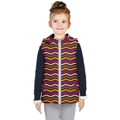 Multicolor Wave Pattern Kids  Hooded Puffer Vest