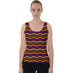 Multicolor Wave Pattern Velvet Tank Top