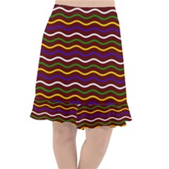 Multicolor Wave Pattern Fishtail Chiffon Skirt by ytdream