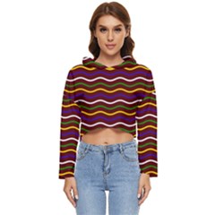 Multicolor Wave Pattern Women s Lightweight Cropped Hoodie by ytdream