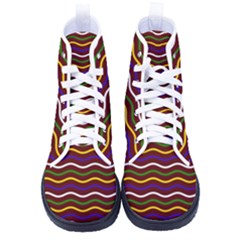 Multicolor Wave Pattern Women s High-top Canvas Sneakers by ytdream