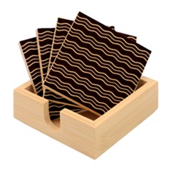 Multicolor Wave Pattern Bamboo Coaster Set