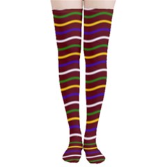 Multicolor Wave Pattern Thigh High Stockings