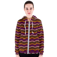 Multicolor Wave Pattern Women s Zipper Hoodie by ytdream