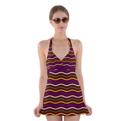 Multicolor Wave Pattern Halter Dress Swimsuit  by ytdream