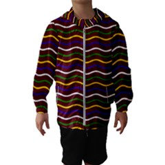 Multicolor Wave Pattern Kids  Hooded Windbreaker