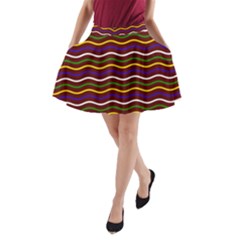 Multicolor Wave Pattern A-line Pocket Skirt by ytdream