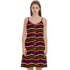 Multicolor Wave Pattern Women s Spaghetti Strap Pullover Cami Dress