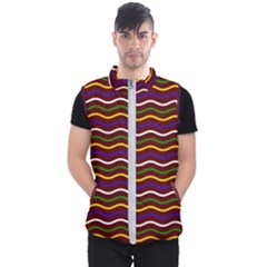 Multicolor Wave Pattern Men s Puffer Vest