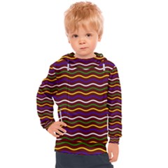 Multicolor Wave Pattern Kids  Hooded Pullover by ytdream