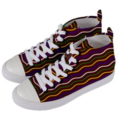 Multicolor Wave Pattern Women s Mid-top Canvas Sneakers by ytdream