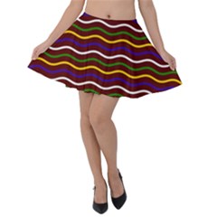 Multicolor Wave Pattern Velvet Skater Skirt