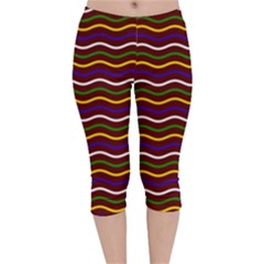 Multicolor Wave Pattern Velvet Capri Leggings  by ytdream