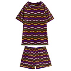 Multicolor Wave Pattern Kids  Swim T-shirt And Shorts Set by ytdream