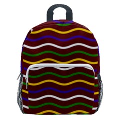 Multicolor Wave Pattern Kids  Age 5-10 Lightweight School Backpack With Side Pockets