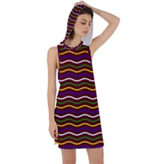 Multicolor Wave Pattern Racer Back Hoodie Dress by ytdream