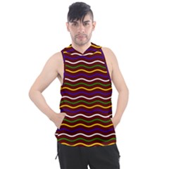 Multicolor Wave Pattern Men s Sleeveless Hoodie by ytdream