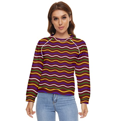 Multicolor Wave Pattern Women s Long Sleeve Raglan T-shirt by ytdream