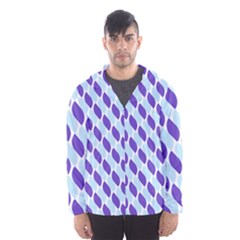 White Blue Pattern Men s Hooded Windbreaker