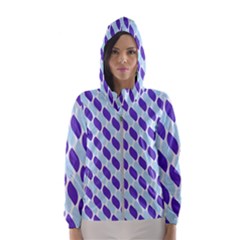 White Blue Pattern Women s Hooded Windbreaker