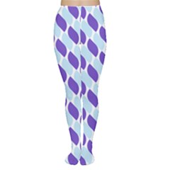 White Blue Pattern Tights